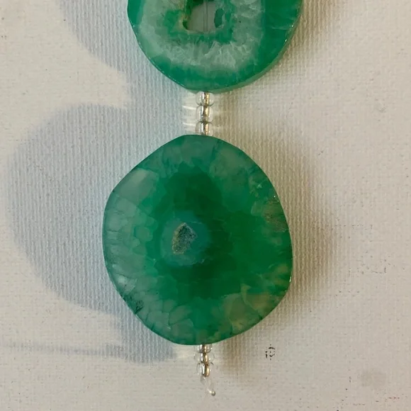 Elegant Green Agate Triple Drop strand. Ready for crafting - Picture 4 of 6